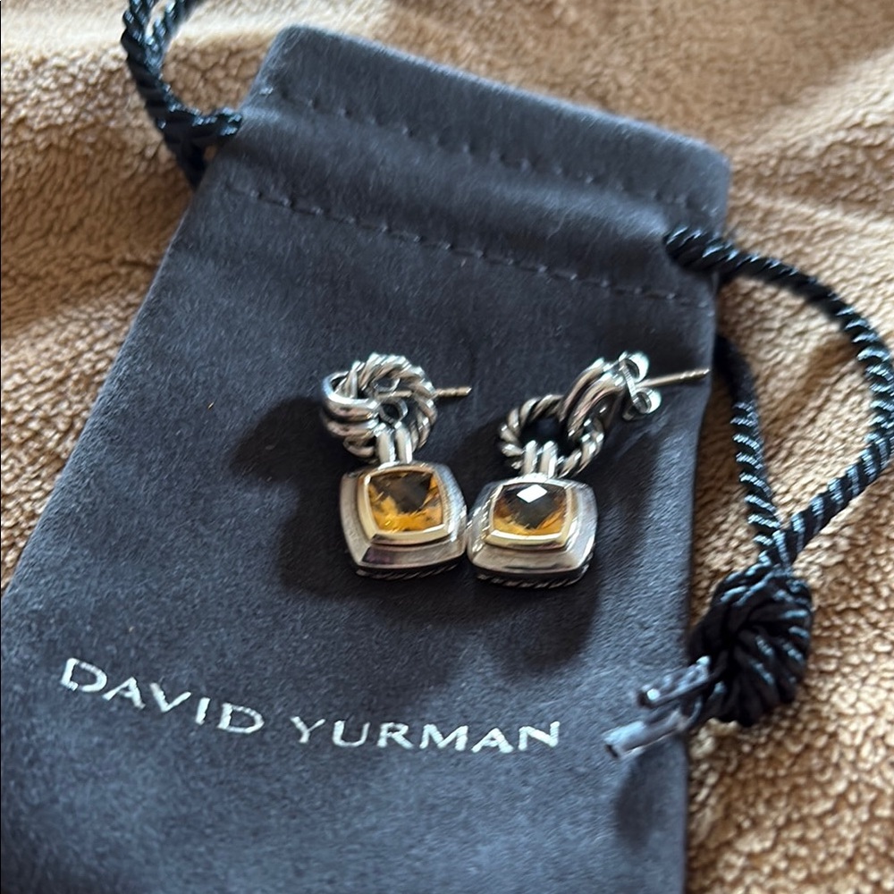 David Yurman Sterling Silver and Citrine Earrings